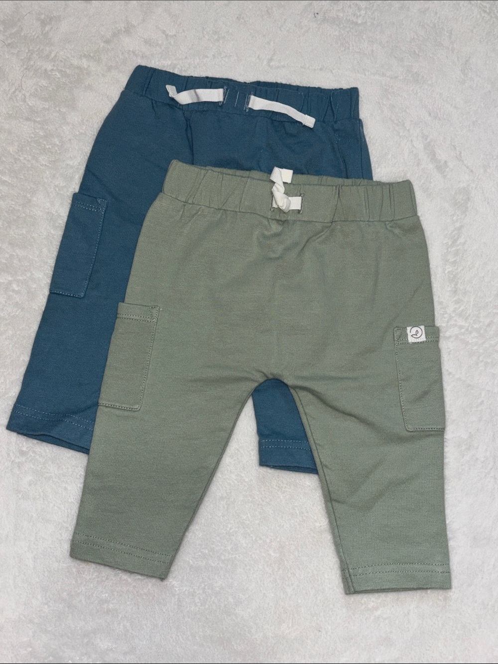 Little planet carters Cargo Jogger Pants for Kids - Sage Green & Teal organic